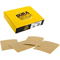Dura-Gold - Premium - 40 Grit Gold - 1/4 Sheet Hook & Loop or Clip On Sandpaper 5.5" x 4.5" - For Automotive…