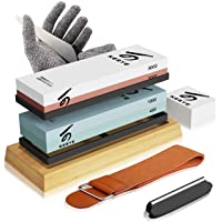 Knife Sharpening Stone Kit, KERYE Professional Japanese Whetstone Sharpener Stone Set, Premium 4 Side Grit 400/1000 3000…