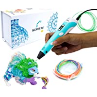 SCRIB3D P1 3D Printing Pen with Display - Includes 3D Pen, 3 Starter Colors of PLA Filament, Stencil Book + Project…