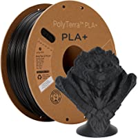 Polymaker 3D Printer PLA+ Filament 1.75mm (PLA Plus Black Filament), 1kg Glossy PLA Filament 1.75 Cardboard Spool…