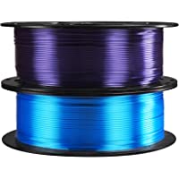 2 in 1 Silk Shiny Sapphire Blue Violet Purple PLA 3D Printer Filament Bundle, 1.75mm 3D Printing Material 1Kg Each Spool…