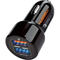 Hussell Car Charger Adapter - 3.0 Portable USB w/Fast Charge Technology & Dual Ports - Compatible w/Apple iPhone…