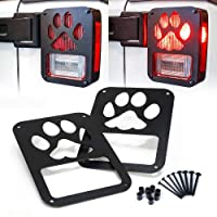 Xprite Aluminum AlloyTail Light Cover Guard" Dog Paw" Compatible with 2007-2018 Jeep Wrangler JK Unlimited Taillights…