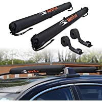 MeeFar Soft Roof Rack Pads 29inch with Two 15 Ft Tie Down Straps fit Wide Cross Bar for Surfboard, SUP Paddleboard…