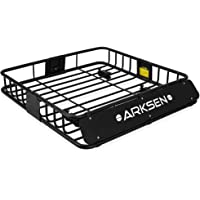 ARKSEN 64" Universal Roof Rack Cargo Extension with Cargo Net Car Top Luggage Holder Carrier Basket SUV Camping, Black…