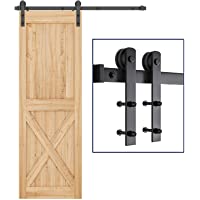 SMARTSTANDARD 5ft Heavy Duty Sturdy Sliding Barn Door Hardware Kit -Smoothly and Quietly -Easy to Install -Includes Step…