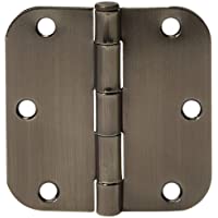 Amazon Basics Rounded 3.5 Inch x 3.5 Inch Door Hinges, 18 Pack, Antique Brass