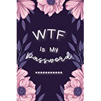 WTF Is My Password: Password Book Log Book AlphabeticalPocket Size Purple Flower Cover Black Frame 6" x 9"