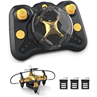 Holyton HT02 Golden Mini Drone for Adult Beginners and Kids, Portable RC Quadcopter with Auto Hovering, 3D Flip, 3 Speed…