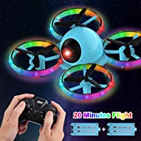 Dwi Dowellin 6.3 Inch 10 Minutes Long Flight Time Mini Drone for Kids with Blinking Light One Key Take Off Spin Flips RC…