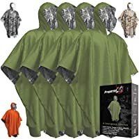 Emergency Blankets & Rain Poncho Hybrid Survival Gear and Equipment – Tough, Waterproof Camping Gear Outdoor Blanket…