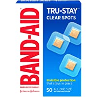 Band-Aid Brand Tru-Stay Clear Spots Discreet First Aid and Wound Care for Minor Cuts and Scrapes, All One Size, 50 Count