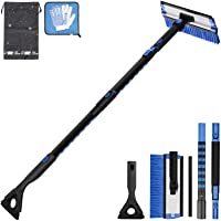 JOYTUTUS 47″ Car Snow Brush, 5 in 1 Extendable Foam Snow Brush with Squeegee Ice Scraper, 270° Auto Car Snow Removal…