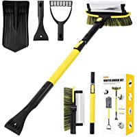 GEJRIO Ice Scraper and Snow Shovel, 5 in 1 Snow Brush for Car Windshield, 29.9" to 37.5" Extendable Snow Scraper for Car…