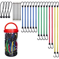 EFFICERE 24-Piece Premium Bungee Cord Assortment in Storage Jar - Includes 10”, 18”, 24”, 32”, 40” Bungee Cords and 8…