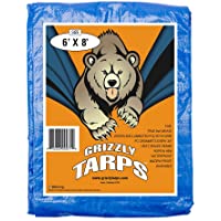 B-Air Grizzly Tarps - Large Multi-Purpose, Waterproof, Tarp Poly Cover - 5 Mil Thick (Blue - 6 x 8 Feet)