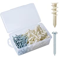 KURUI #8 Self Drilling Drywall Anchors, 100PCs Wall Anchors and Screws for Drywall, 50 Self-Tapping/Threaded Plastic…