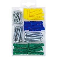 T.K.Excellent Plastic Self Drilling Drywall Ribbed Anchors with Phillips Pan Head Self Tapping Screws Assortment Kit,66…