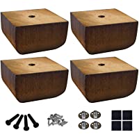 AORYVIC Sofa Legs Square Bed Feet 2 inch Wood Replacement Leg for Furniture Set of 4, Dark Brown