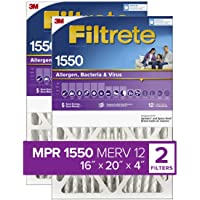 Filtrete 16x20x4, Deep Pleat AC Furnace Air Filter, MPR 1550, Healthy Living, 2 Pack (exact dimensions 15.68 x 19.68 x 3…
