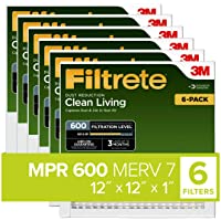 Filtrete 12x12x1, AC Furnace Air Filter, MPR 600, Clean Living Dust Reduction, 6-Pack (exact dimensions 11.81 x 11.81 x…