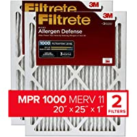 Filtrete 20x25x1, AC Furnace Air Filter, MPR 1000, Micro Allergen Defense, 2-Pack (exact dimensions 19.688 x 24.688 x 0…