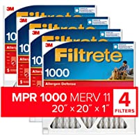 Filtrete 20x20x1, AC Furnace Air Filter, MPR 1000, Micro Allergen Defense, 4-Pack (exact dimensions 19.69 x 19.69 x 0.81…