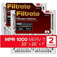 Filtrete 20x20x1, AC Furnace Air Filter, MPR 1000, Micro Allergen Defense, 2-Pack (exact dimensions 19.719 x 19.719 x 0…