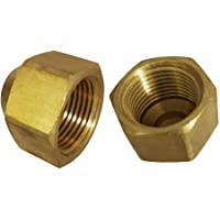 Legines Brass SAE 45 Degree Flare Tube Fitting, Flare Cap, Fit 1/2" OD Tube (Pack of 2)