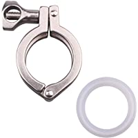 DERNORD Tri-clamp Stainless Steel 304 Single Pin Heavy Duty Tri Clamp with Wing Nut for Ferrule TC with 1 pc Silicone…