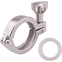 DERNORD Tri-clamp Stainless Steel 304 Single Pin Heavy Duty Tri Clamp with Wing Nut for Ferrule TC with 1 pc Silicone…