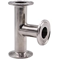 DERNORD Clamp Tee 3 Way Stainless Steel 304 Sanitary Fitting Fits 1.5" Tri-clamp, 25mm Pipe OD