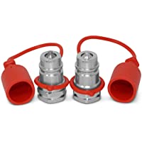 2 Pack - 1/2" Ag ISO 5675 Hydraulic Quick Connect Male Coupler, Poppet Valve, 1/2" NPT