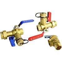 Hydro Master 3/4-Inch IPS Isolator Tankless Water Heater Service Valve Kit with Pressure Relief Valve, Clean Brass