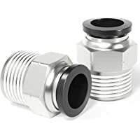 TAILONZ PNEUMATIC Male Straight 1/2 Inch Tube OD x 1/2 Inch NPT Thread Push to Connect Fittings PC-1/2-N4 (Pack of 2)