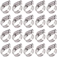 Glarks 20Pcs 304 Stainless Steel Adjustable 14-27MM Range Worm Gear Hose Clamps Assortment Kit, Fuel Line Clamp for…