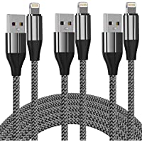 iPhone Charger Cable (3 Pack 10 Foot), [MFi Certified] 10 Feet Nylon Braided Lightning Cable, iPhone Charging Cord USB…