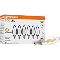 SYLVANIA ECO LED B10 Light Bulb, 60W=5.5W, 7 Year, 500 Lumens, Non-Dimmable, Clear, 5000K, Daylight - 6 Pack (40879)