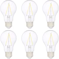 Amazon Basics 40W Equivalent, Clear, Daylight, Non-Dimmable, 10,000 Hour Lifetime, A19 LED Light Bulb | 6-Pack
