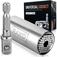 RAK Universal Socket Tool - Set of 2 Gadgets with 1/4-to-3/4-inch Wrench Grip and Power Drill Adapter - Gift Ideas for…
