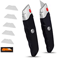 Internet's Best Premium Utility Knife - Set of 2 - Retractable Razor Knife Set - Box Cutter
