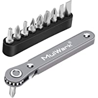 MulWark 11pc 1/4 Mini Ratchet Wrench Close Quarters Pocket Screwdriver Set with High Torque & Low Profile- Micro Right…