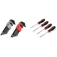 TEKTON Ball End Hex Key Wrench Set, 26-Piece (3/64-3/8 in., 1.27-10 mm) | 25282 & Mini Pick and Hook Set (4-Piece…