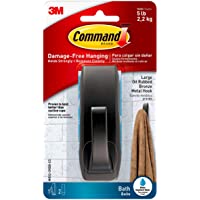 Command Modern Reflections Large Metal Bath Hook, Oil Rubbed Bronze, 1-Hook with Water-Resistant Strips, Organize Damage…
