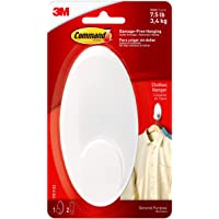 Command Clothes Hanger, Large, White, 1-Hanger, 2-Strips, Organize Damage-Free