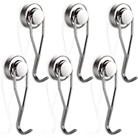 Swivel Swing Magnetic Hook New Upgraded, 30LB（6pack）Refrigerator Magnetic Hooks Strong Neodymium Magnet Hook, Perfect…