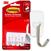 Command Small Wire Hooks, White, 3-Hooks, 4-Strips, Organize Damage-Free