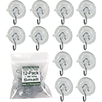 SCB-12 Pak Small 1 1/8-inch Pennsylvania Heavy Duty Suction Cup Hooks for Glass Windows. Signs Holiday Ornaments…