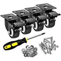 ASHGOOB 2" Caster Wheels Set of 4, Heavy Duty Casters with Brake, No Noise Locking Casters with Polyurethane (PU) Wheels…