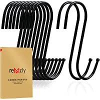 Remzly 30 Pack S Hooks for Hanging 3.5 Inch | Heavy Duty Carbon Steel Hangers for Kitchen Utensils, Plants, Pot, Pan…